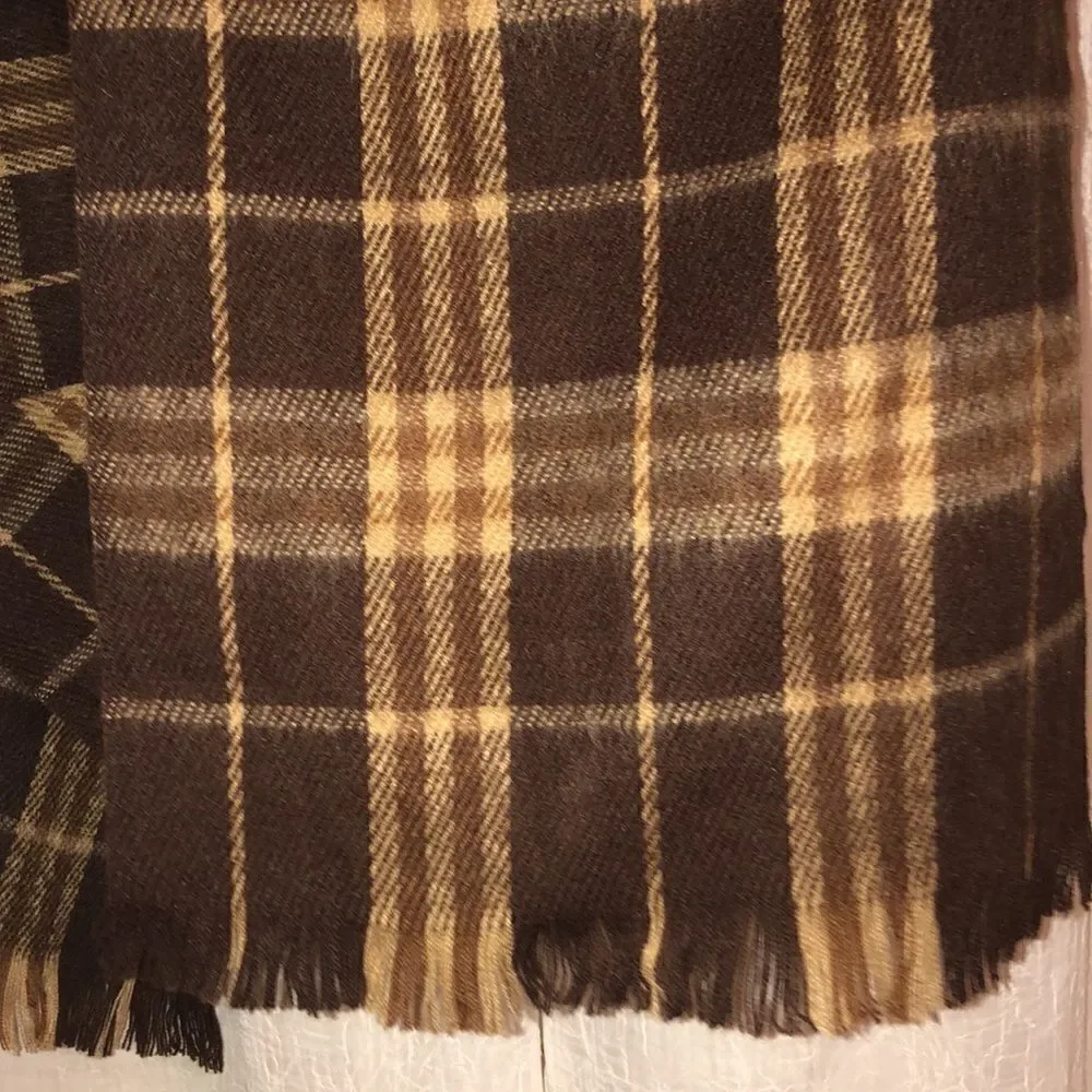 Brown Cream Plaid Acrylic Unisex Scarf